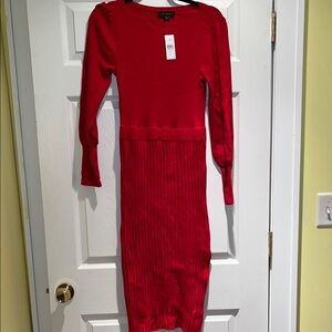 Elegant Red Sweater Dress